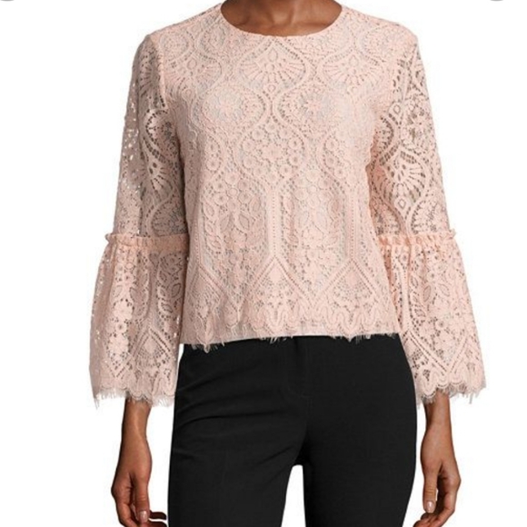 Worthington Blush Pink Lace Blouse Small Size - Picture 1 of 12